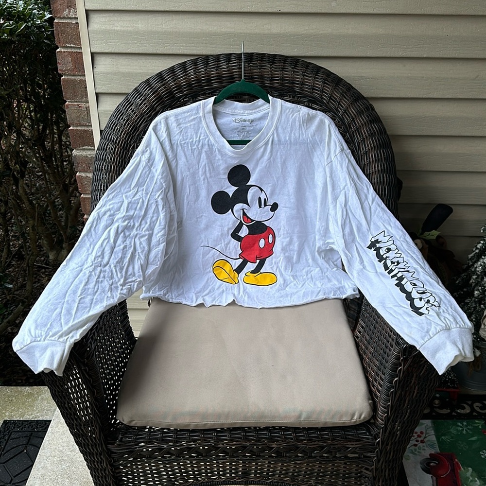 Disney Mickey Mouse White Long Sleeve Crop Top XL